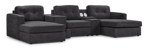 Feeling Connected - Connex 5-Piece Modular Sectional with Consoles - Dark Grey