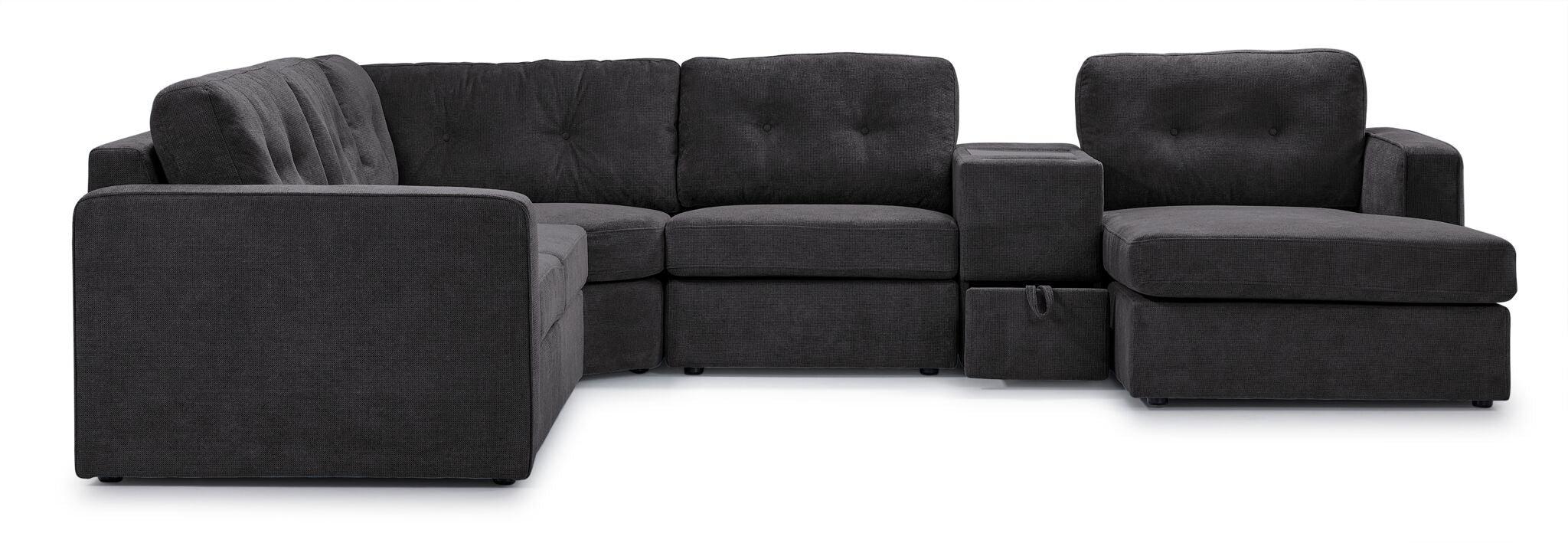 Feeling Connected - Connex 6-Piece Modular Sectional with Drawer Console - Dark Grey