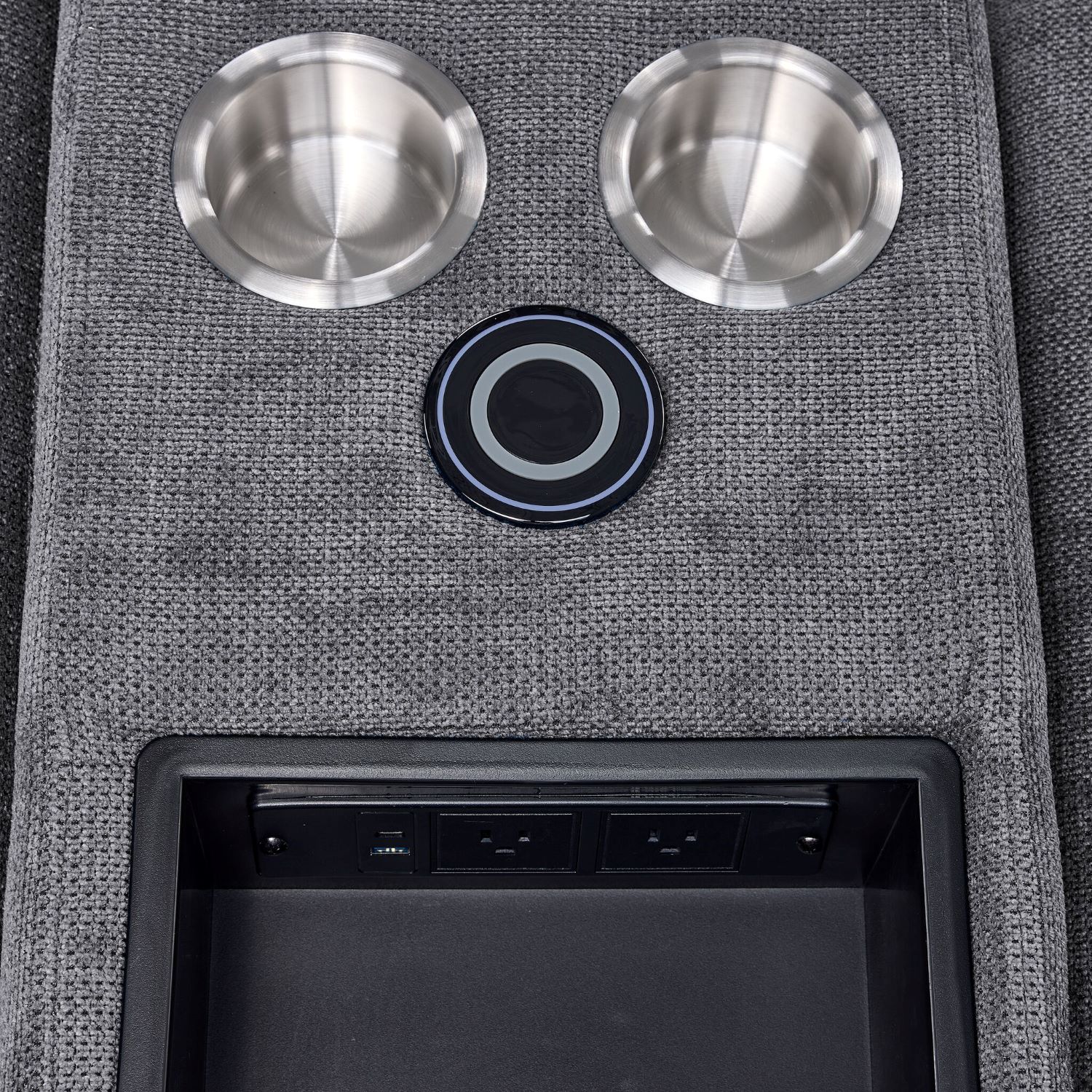 Feeling Connected - Connex 6-Piece Modular Sectional with Storage Console - Light Grey