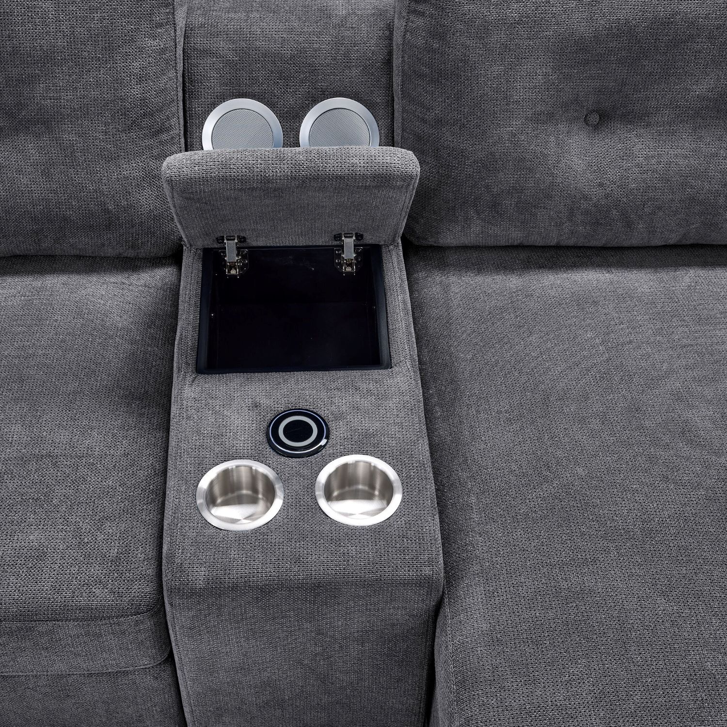 Feeling Connected - Connex 3-Piece Modular Chair with Storage Console - Light Grey