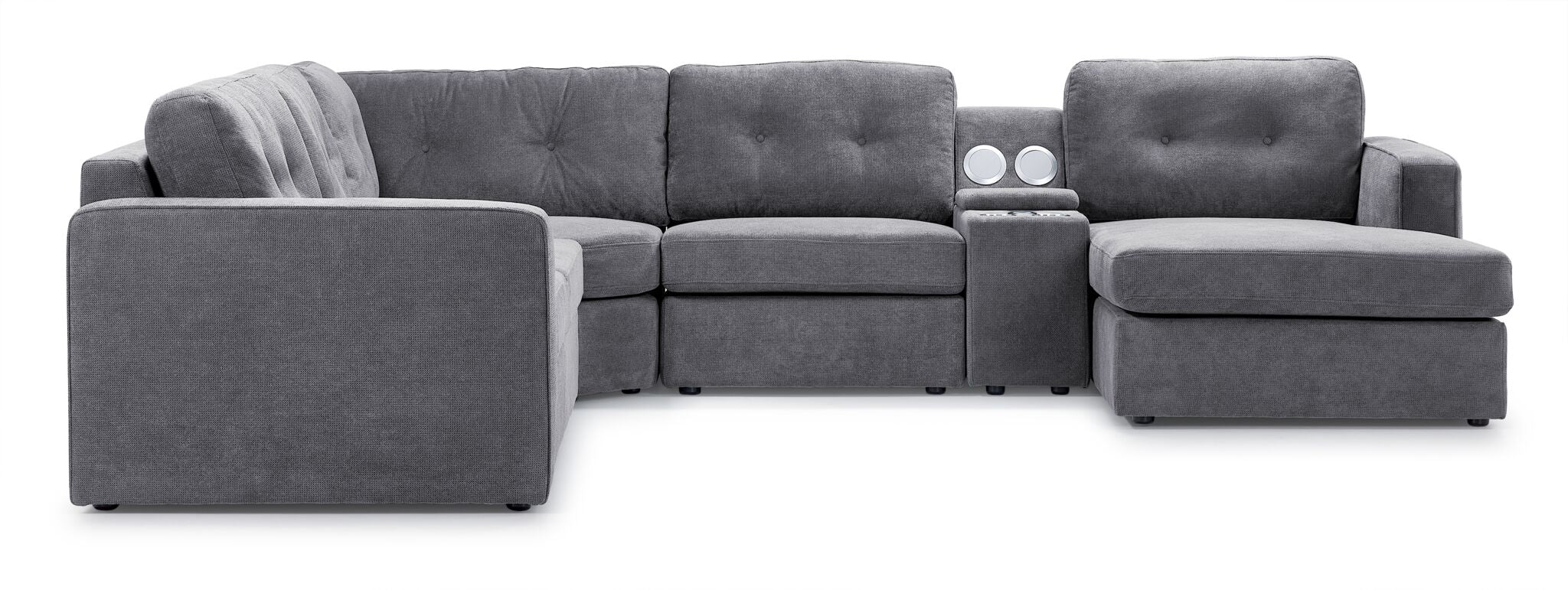 Feeling Connected - Connex 6-Piece Modular Sectional with Storage Console - Light Grey