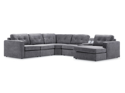 Feeling Connected - Connex 6-Piece Modular Sectional with Storage Console - Light Grey