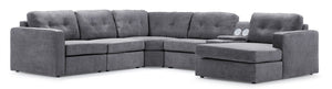 Feeling Connected - Connex 6-Piece Modular Sectional with Storage Console - Light Grey