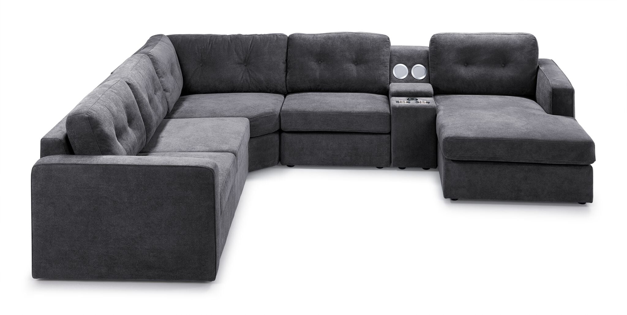 Feeling Connected - Connex 6-Piece Modular Sectional with Storage Console - Light Grey