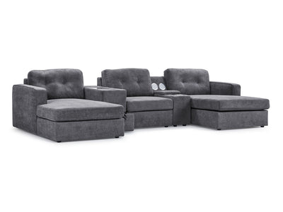 Feeling Connected - Connex 5-Piece Modular Sectional with Consoles - Light Grey