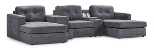 Feeling Connected - Connex 5-Piece Modular Sectional with Consoles - Light Grey