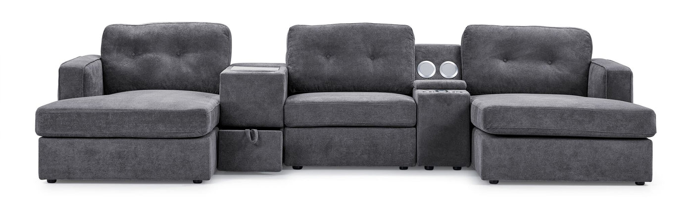 Feeling Connected - Connex 5-Piece Modular Sectional with Consoles - Light Grey