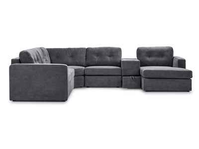 Feeling Connected - Connex 6-Piece Modular Sectional with Drawer Console - Light Grey
