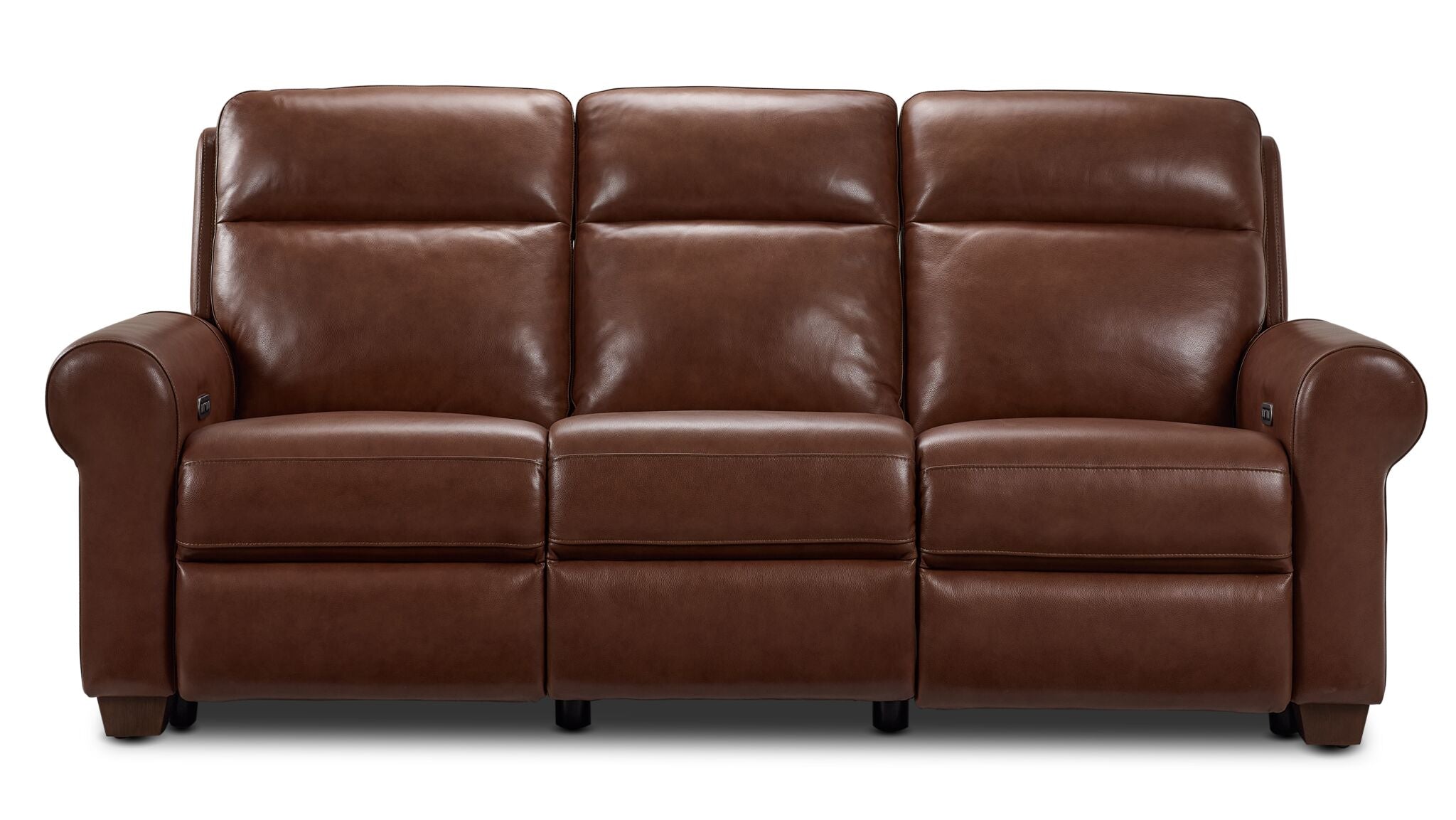Conrad Leather Dual Power Reclining Sofa - Dark Brown