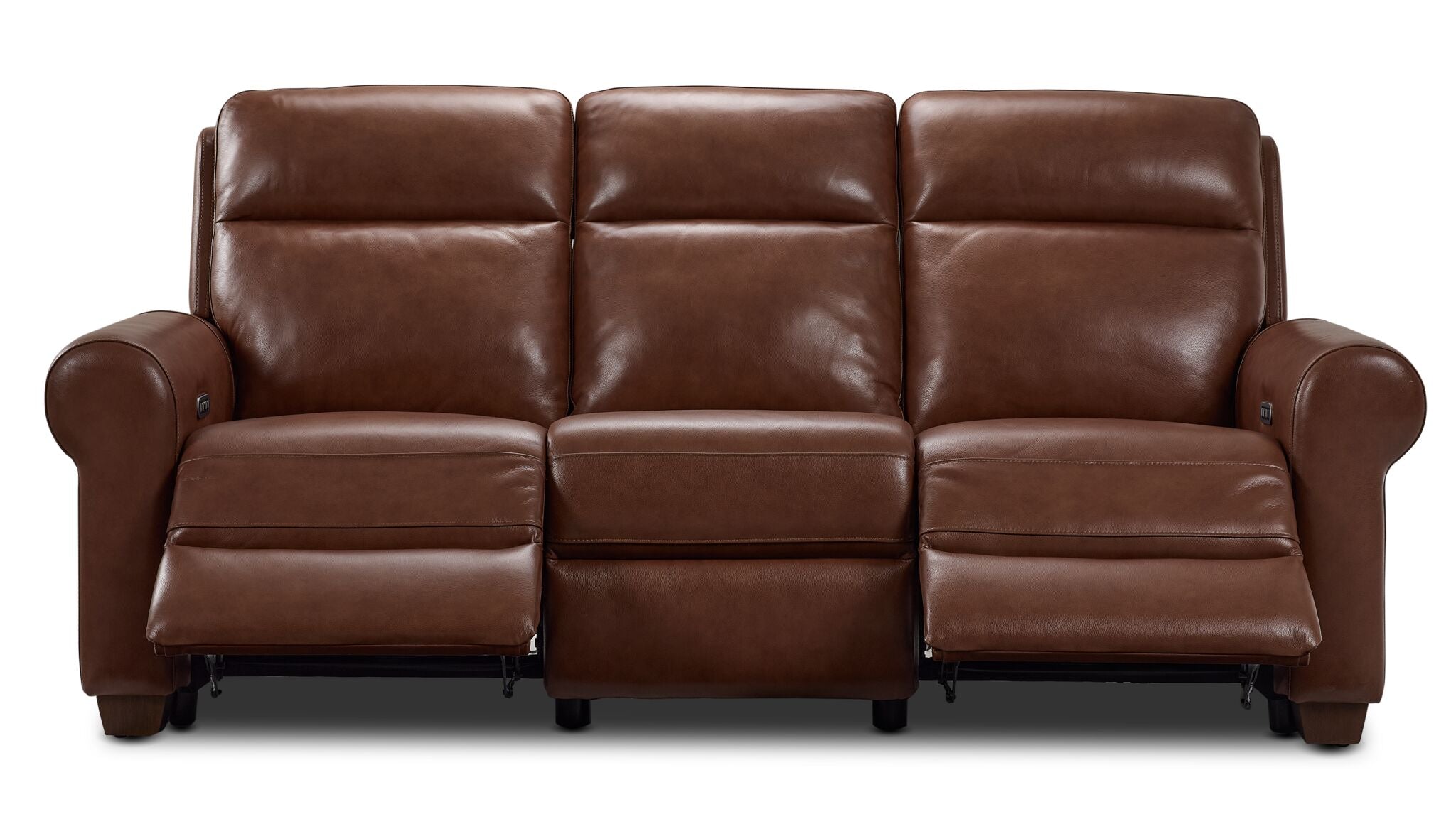 Conrad Leather Dual Power Reclining Sofa - Dark Brown