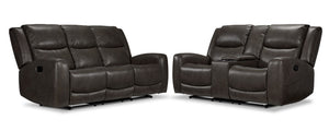 Copley Reclining Sofa and Loveseat Set - Slate