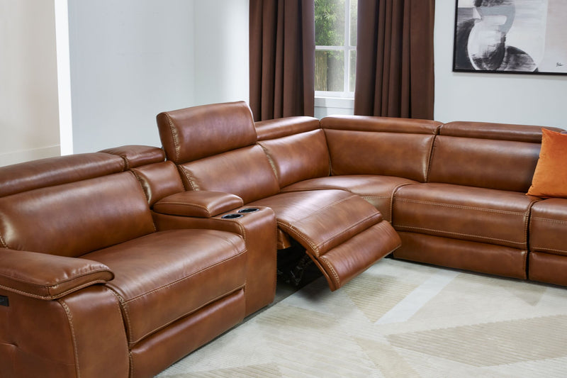 Corsica 6-Piece Power Reclining Sectional - Brown | Leon's