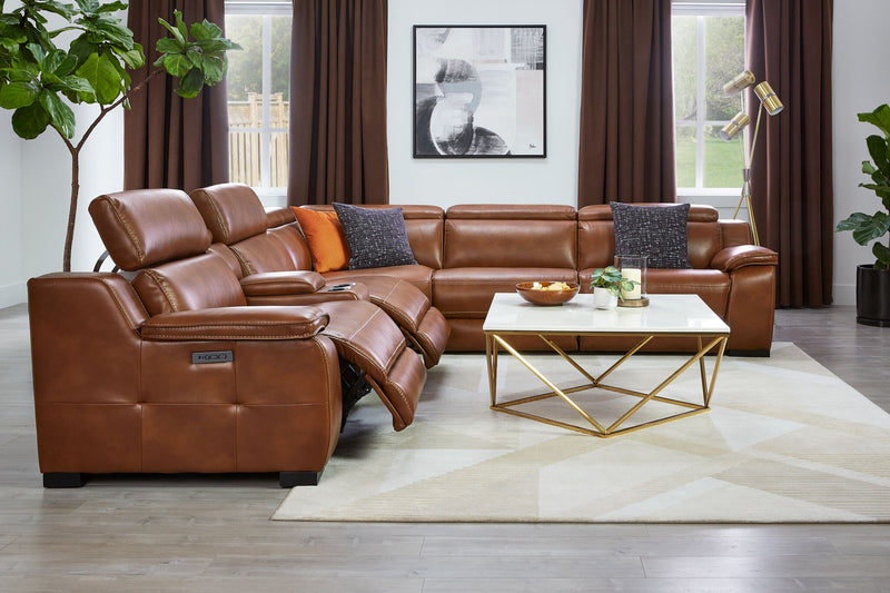 Corsica 6-Piece Power Reclining Sectional - Brown | Leon's