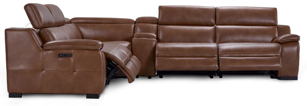 Corsica 6-Piece Dual Power Reclining Sectional - Brown