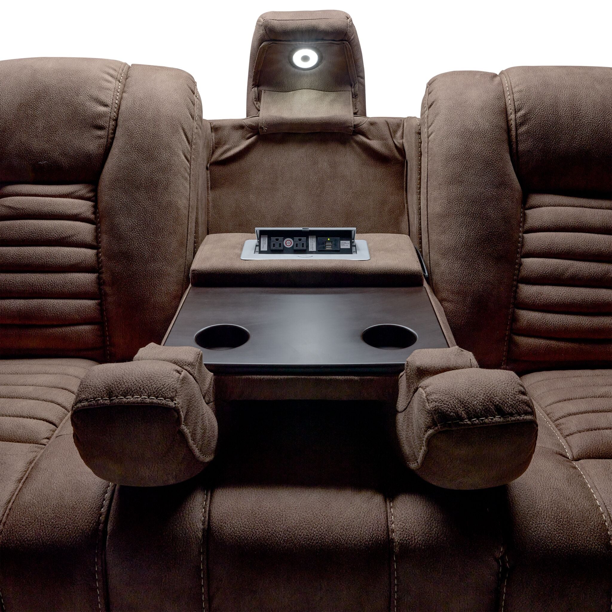 Dallas Reclining Sofa With Drop Down Table- Mocha