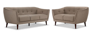 Daphne Sofa and Loveseat Set - Beige