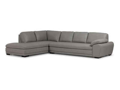 Daytona Leather 2-Piece Sectional with Left-Facing Chaise - Light Grey