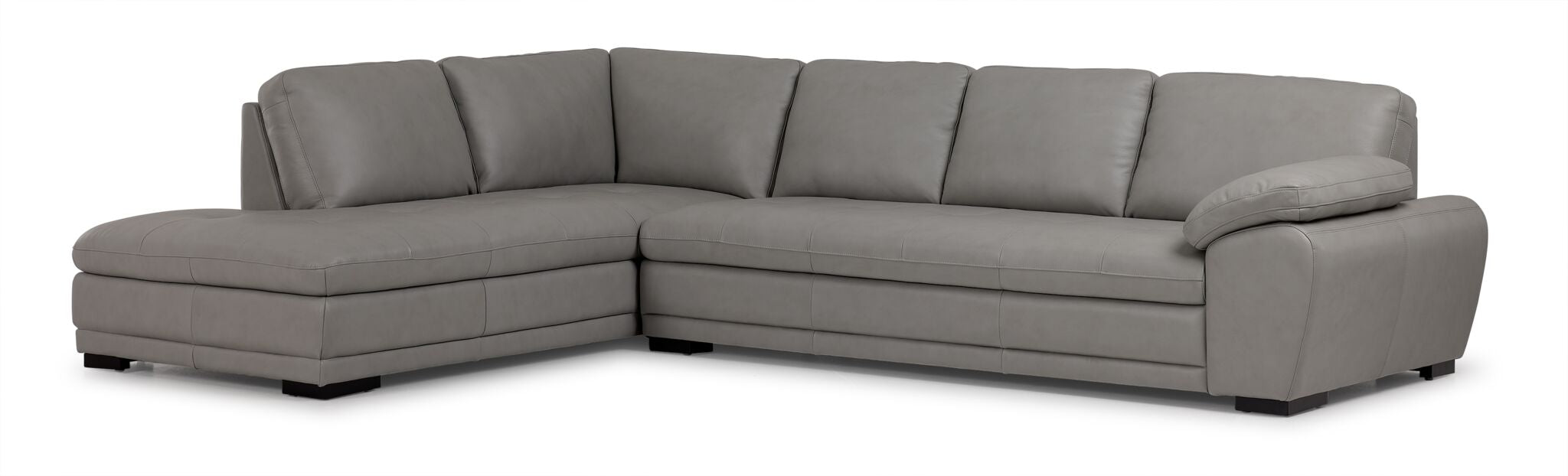 Daytona Leather 2-Piece Sectional with Left-Facing Chaise - Light Grey