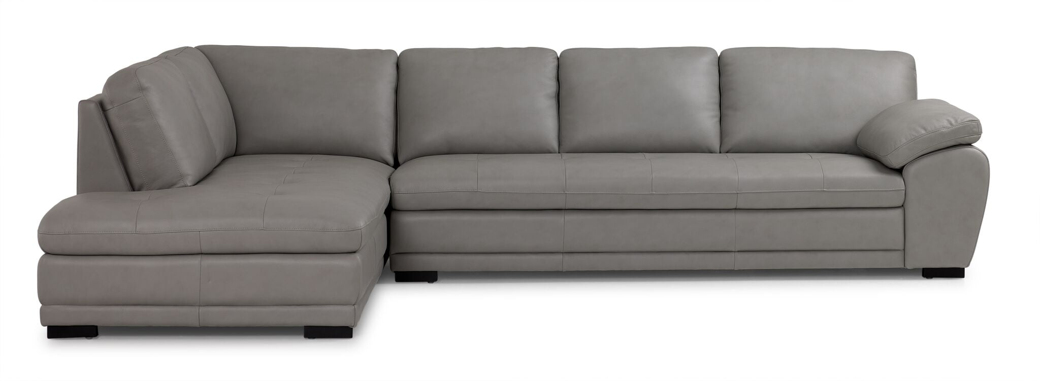 Daytona Leather 2-Piece Sectional with Left-Facing Chaise - Light Grey