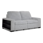 Delphine Power Slide-Out Sofa Bed - Off White with two plush seats, padded arms and built-in side storage shelves