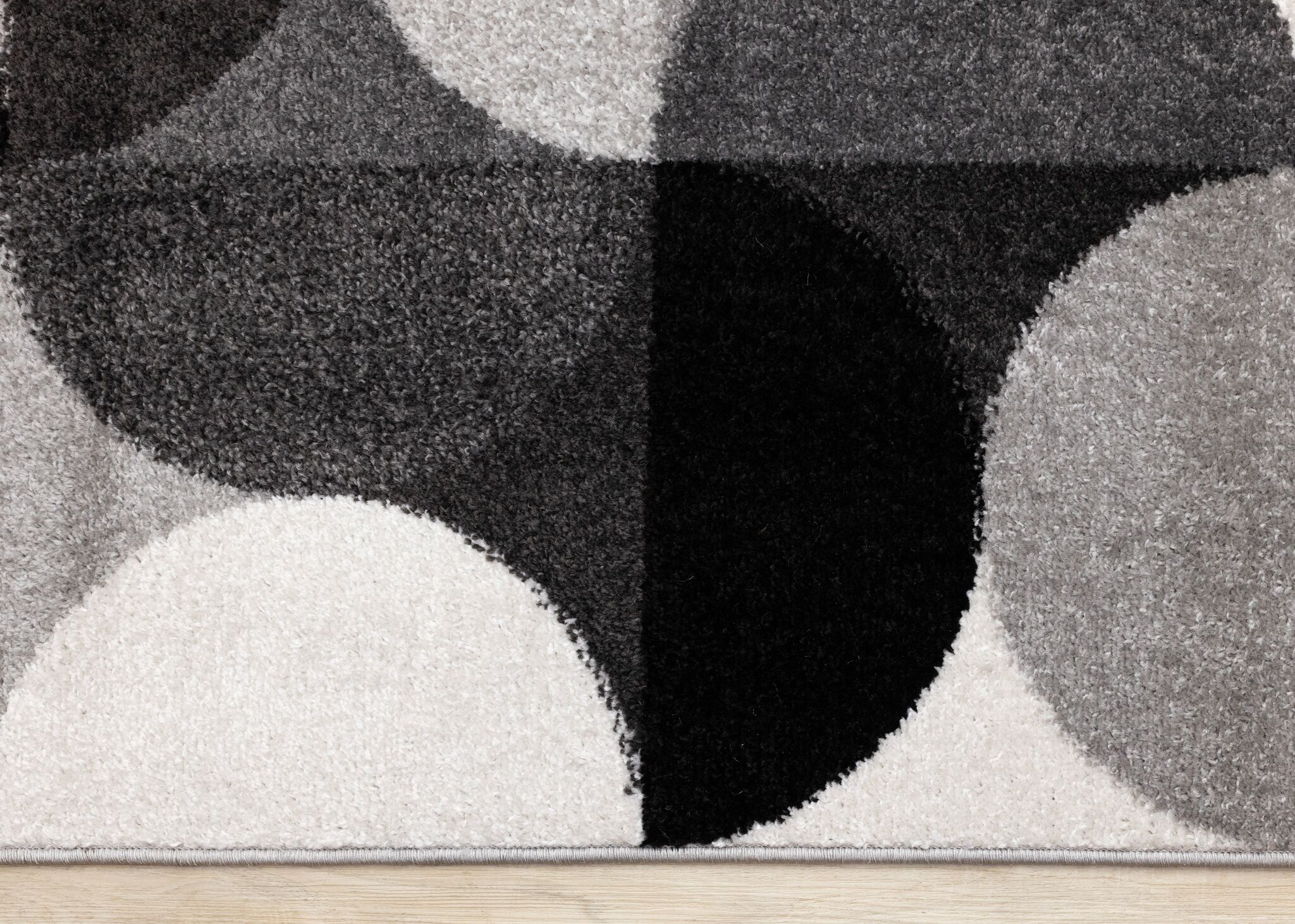 Eclipse 6'7" x 9'6" Mid-Century Modern Design Area Rug - Grey, Black, White