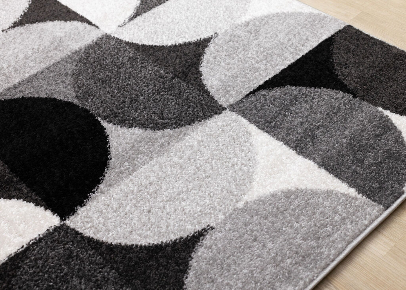 Eclipse 7'10" x 10'6" Mid-Century Modern Design Area Rug - Grey, Black, White