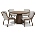 In Harmony - Elure 5-Piece Round Dining Table With Lazy Susan - Latte