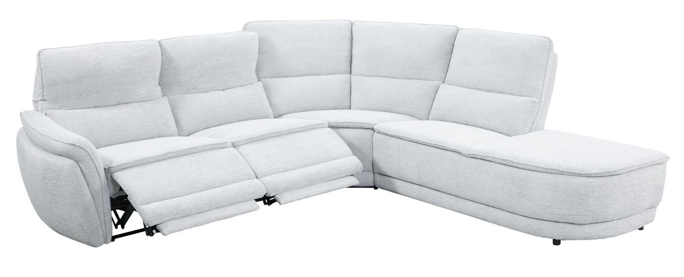 Emerson 4-Piece Power Reclining Sectional with Right Facing Chaise - White