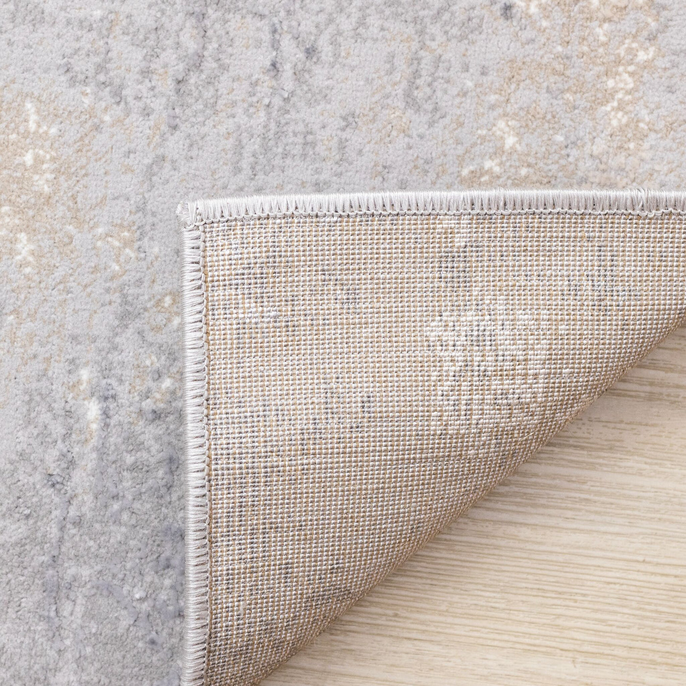 Smoky Terrain 6'7" x 9'6" Distressed Design Area Rug - Taupe, White, Brown