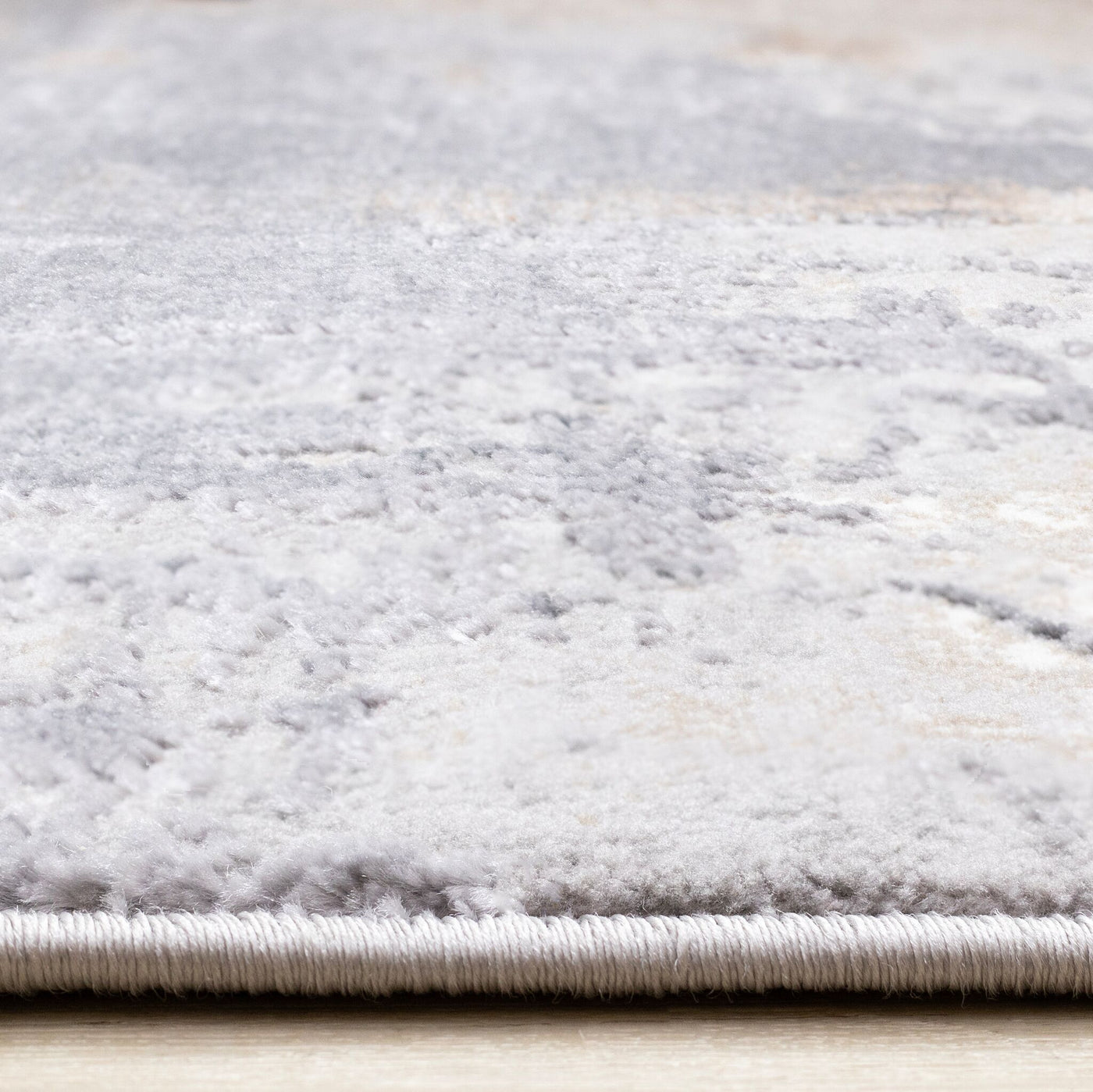 Smoky Terrain 6'7" x 9'6" Distressed Design Area Rug - Taupe, White, Brown
