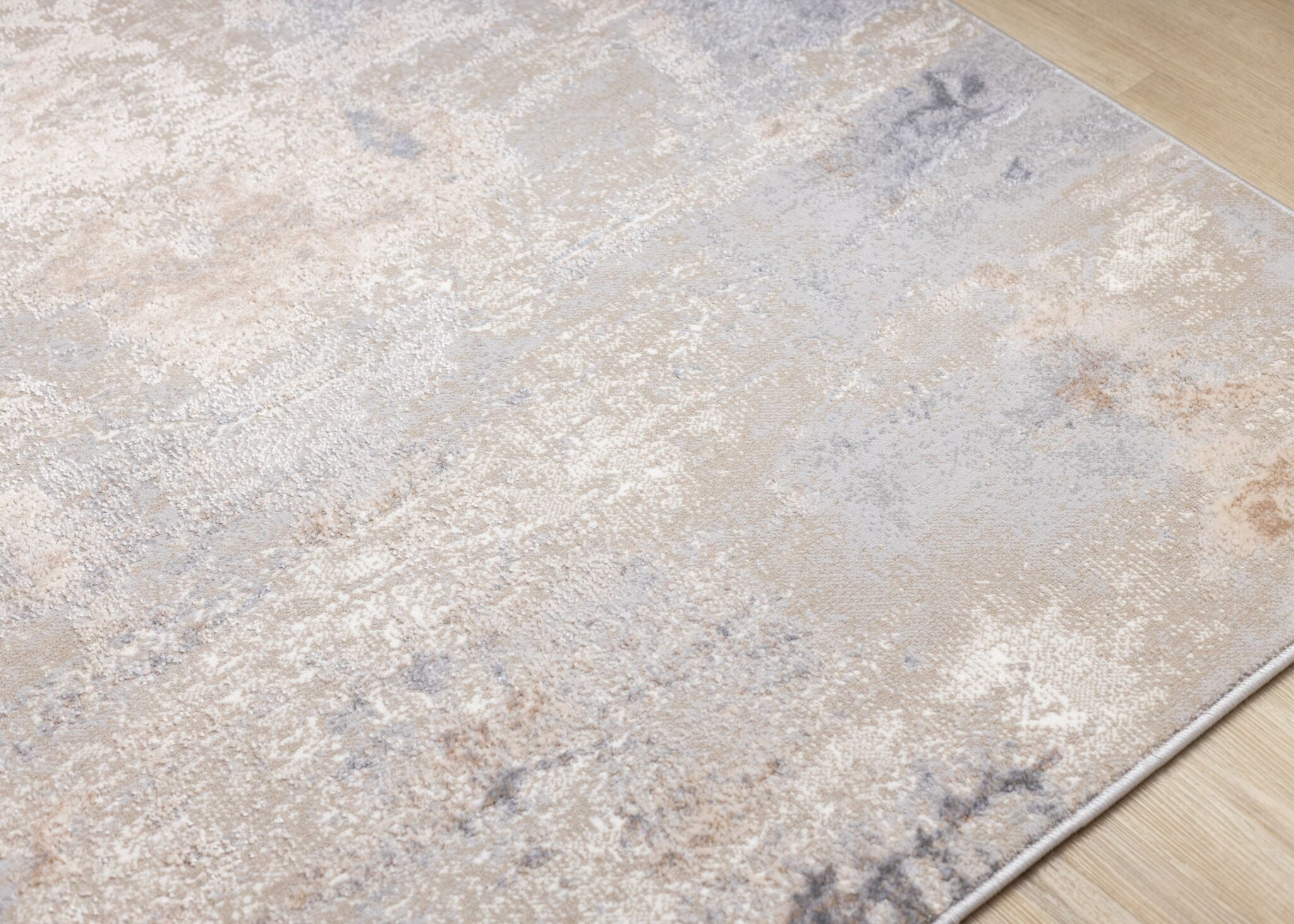 Smoky Terrain 5'3" x 7'7" Distressed Design Area Rug - Taupe, White, Brown