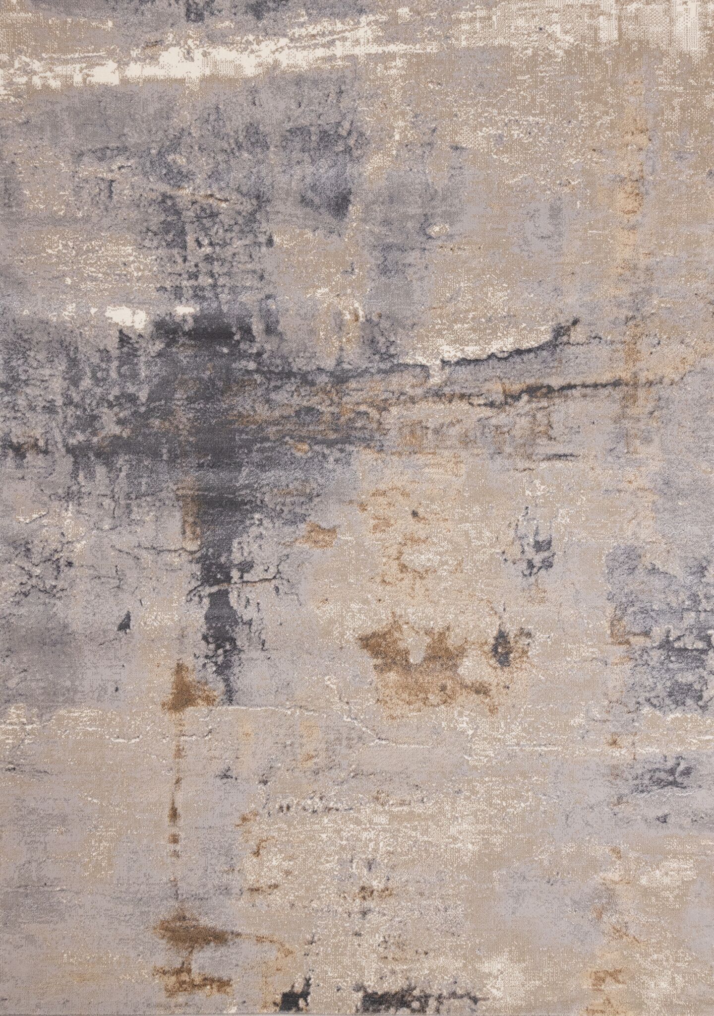 Smoky Terrain 6'7" x 9'6" Distressed Design Area Rug - Taupe, White, Brown