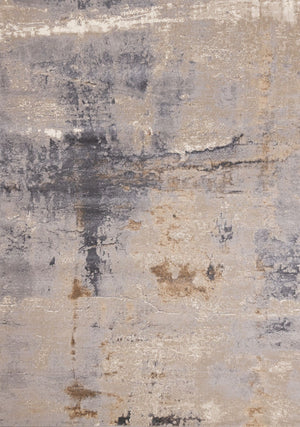 Smoky Terrain 6'7" x 9'6" Distressed Design Area Rug - Taupe, White, Brown