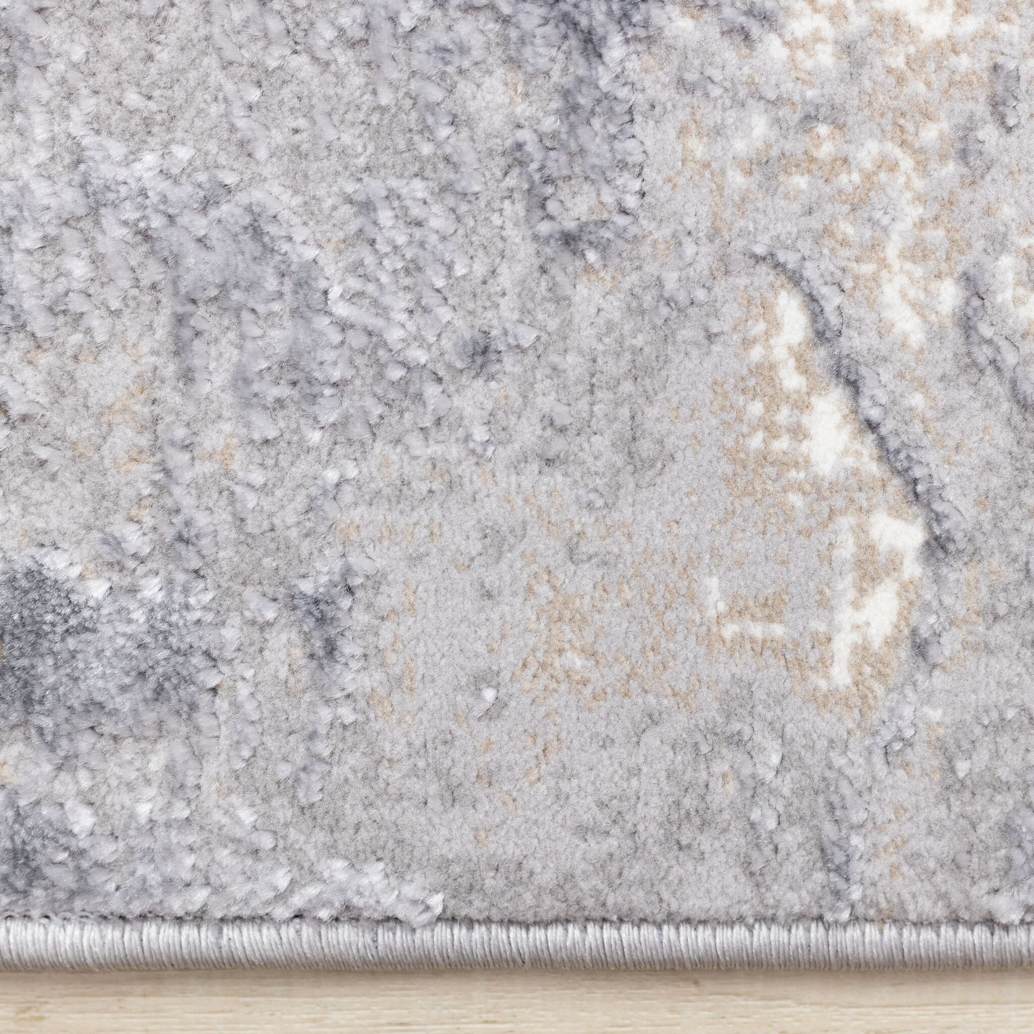 Smoky Terrain 6'7" x 9'6" Distressed Design Area Rug - Taupe, White, Brown