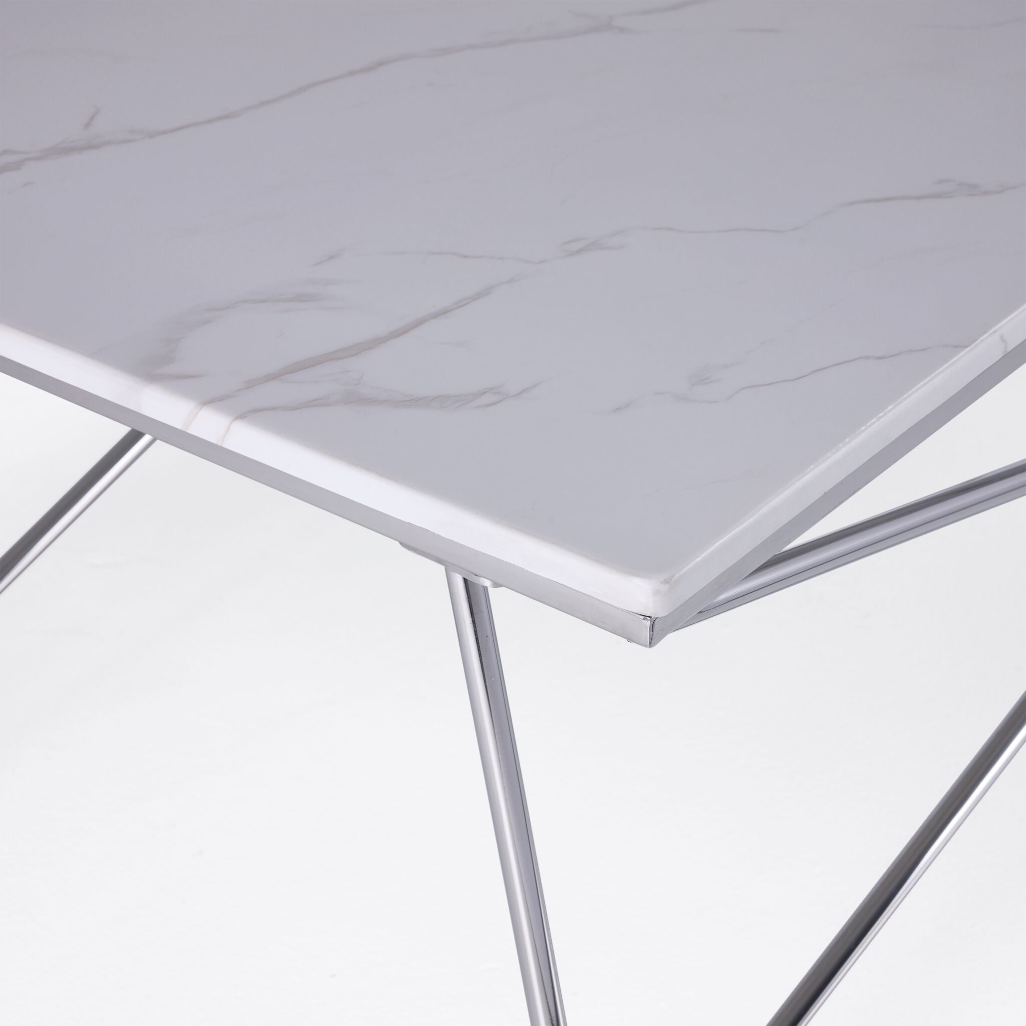 Farah 47" Sofa Table - White and Chrome