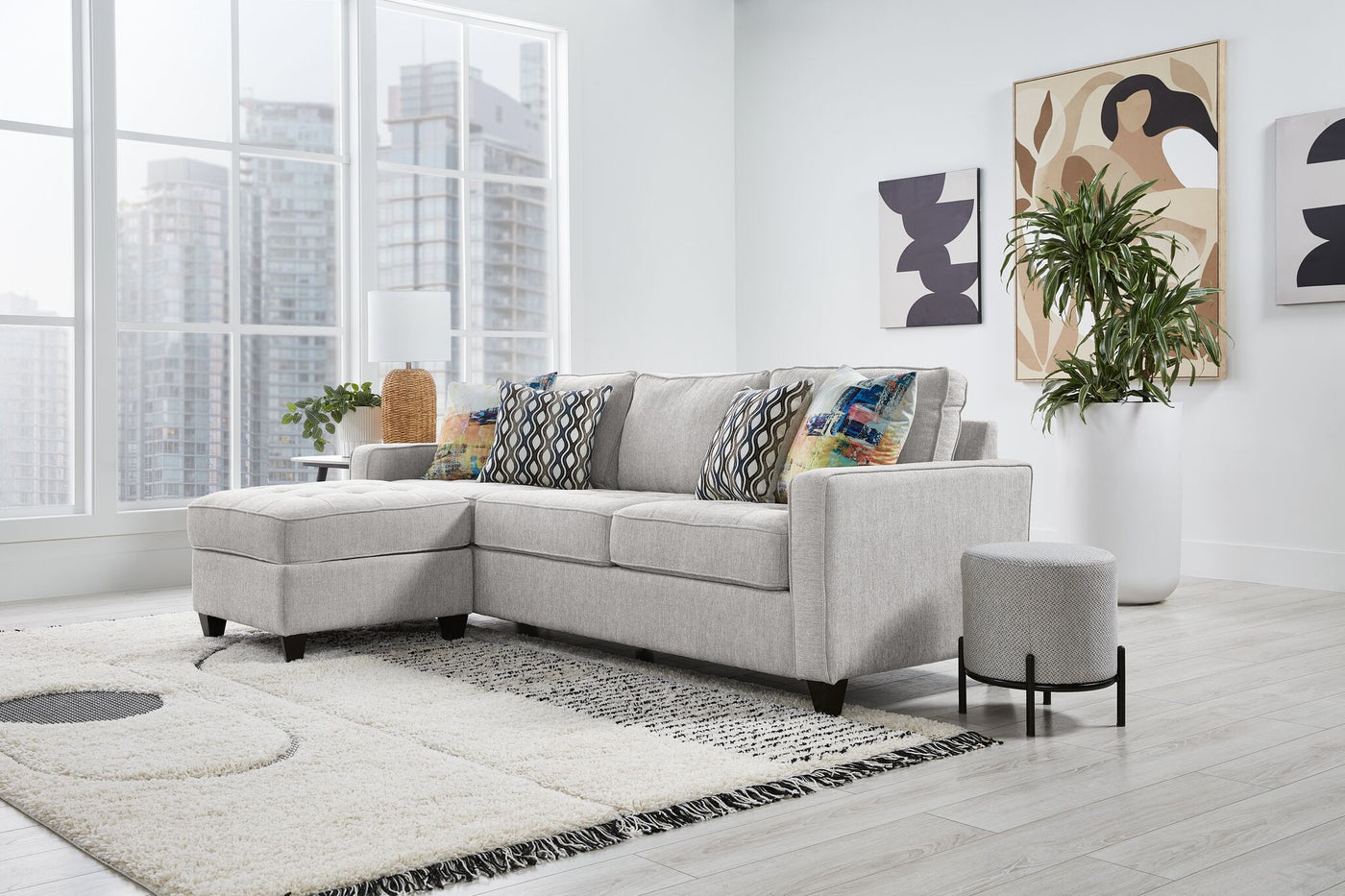 Flipp-it Sofa with Reversible Chaise/Ottoman - Platinum