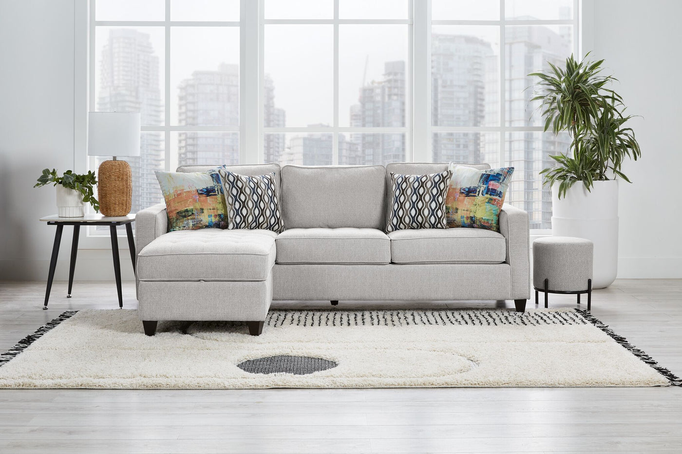 Flipp-it Sofa with Reversible Chaise/Ottoman - Platinum