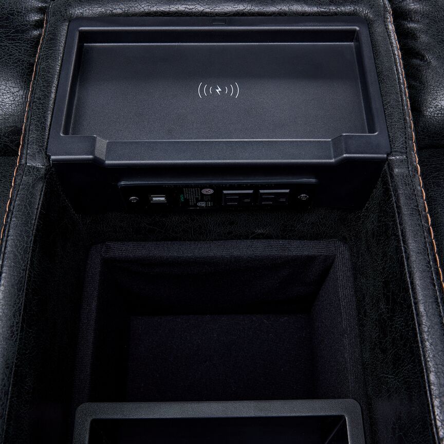 Franco Triple Power Reclining Loveseat with Console - Eclipse