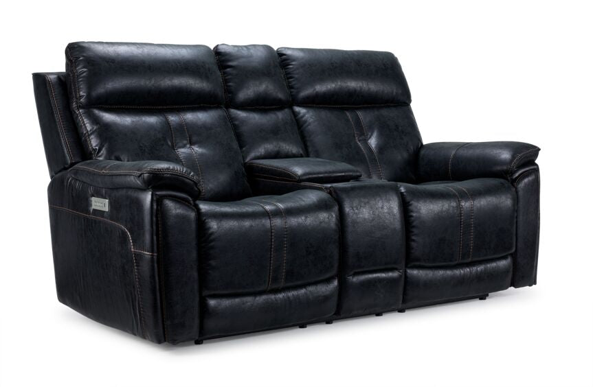 Franco Triple Power Reclining Loveseat with Console - Eclipse