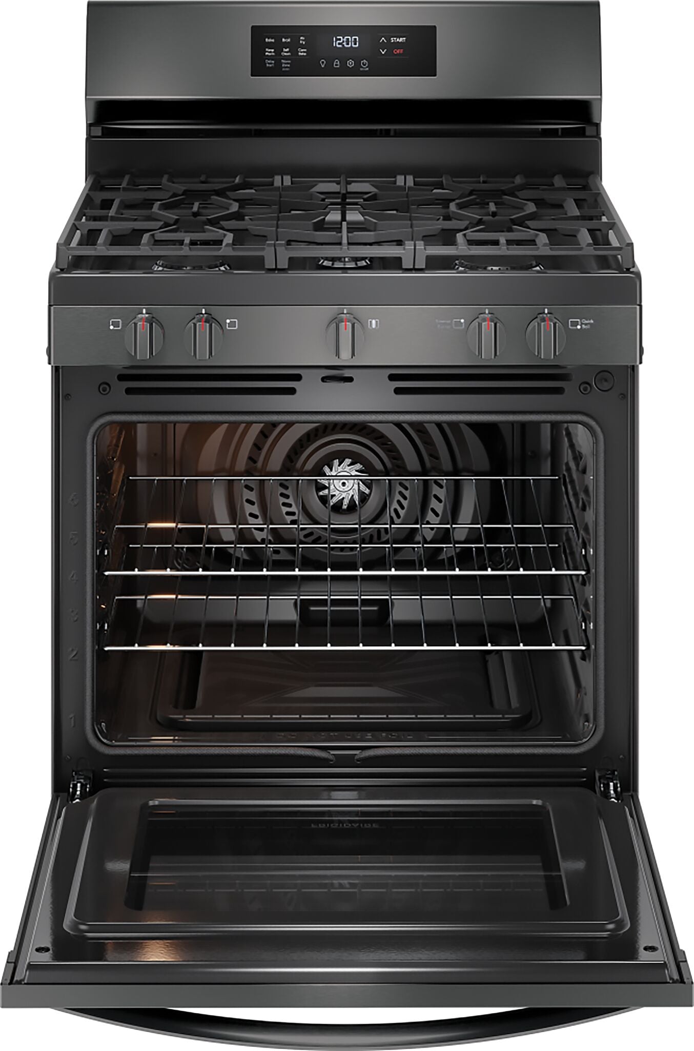 Frigidaire Black Stainless Steel Gas Freestanding Range with Air Fry (5.1 Cu. Ft.) - FCRG3083AD