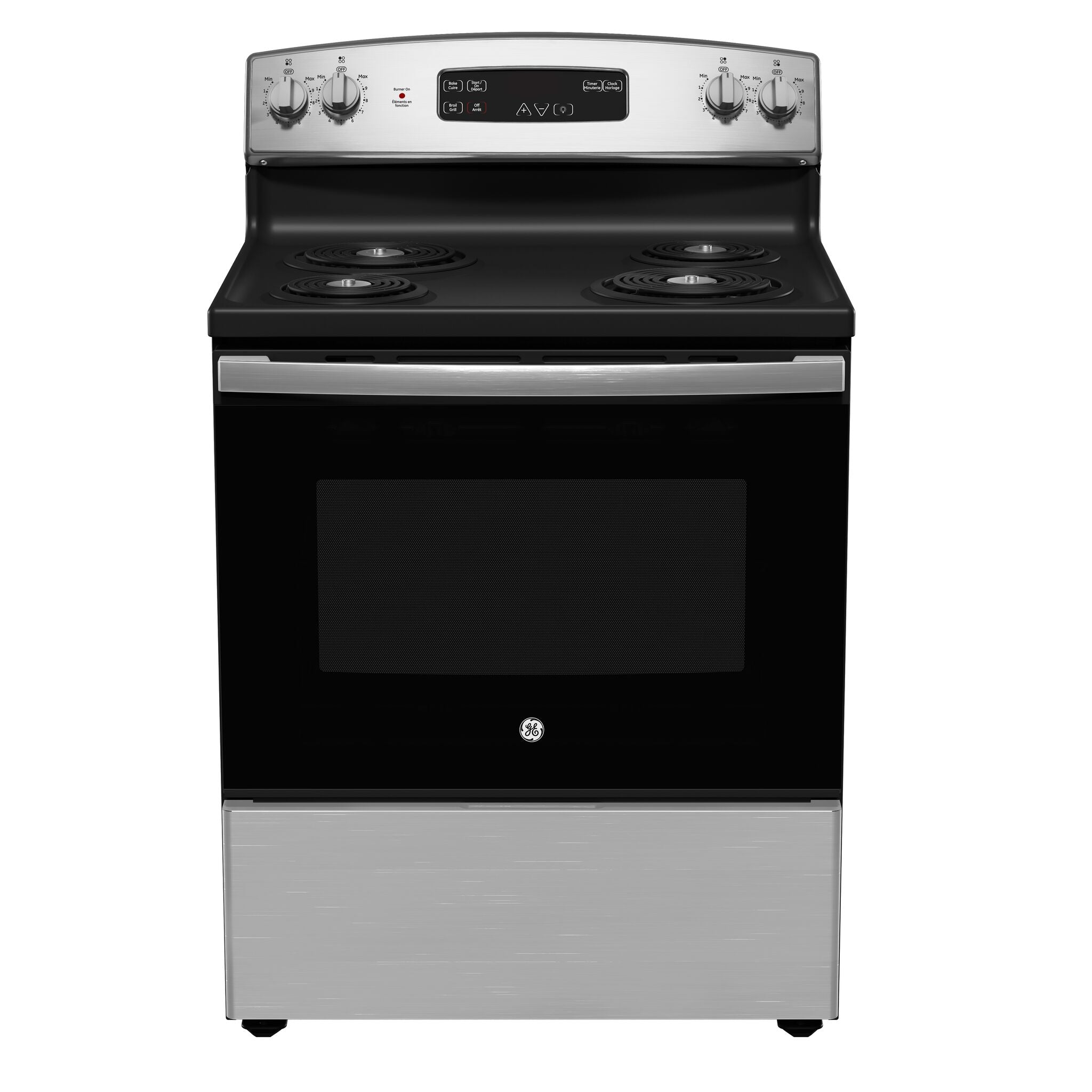 GE Stainless Steel Kitchen Package with Top-Freezer Refrigerator, Electric Range and Dishwasher