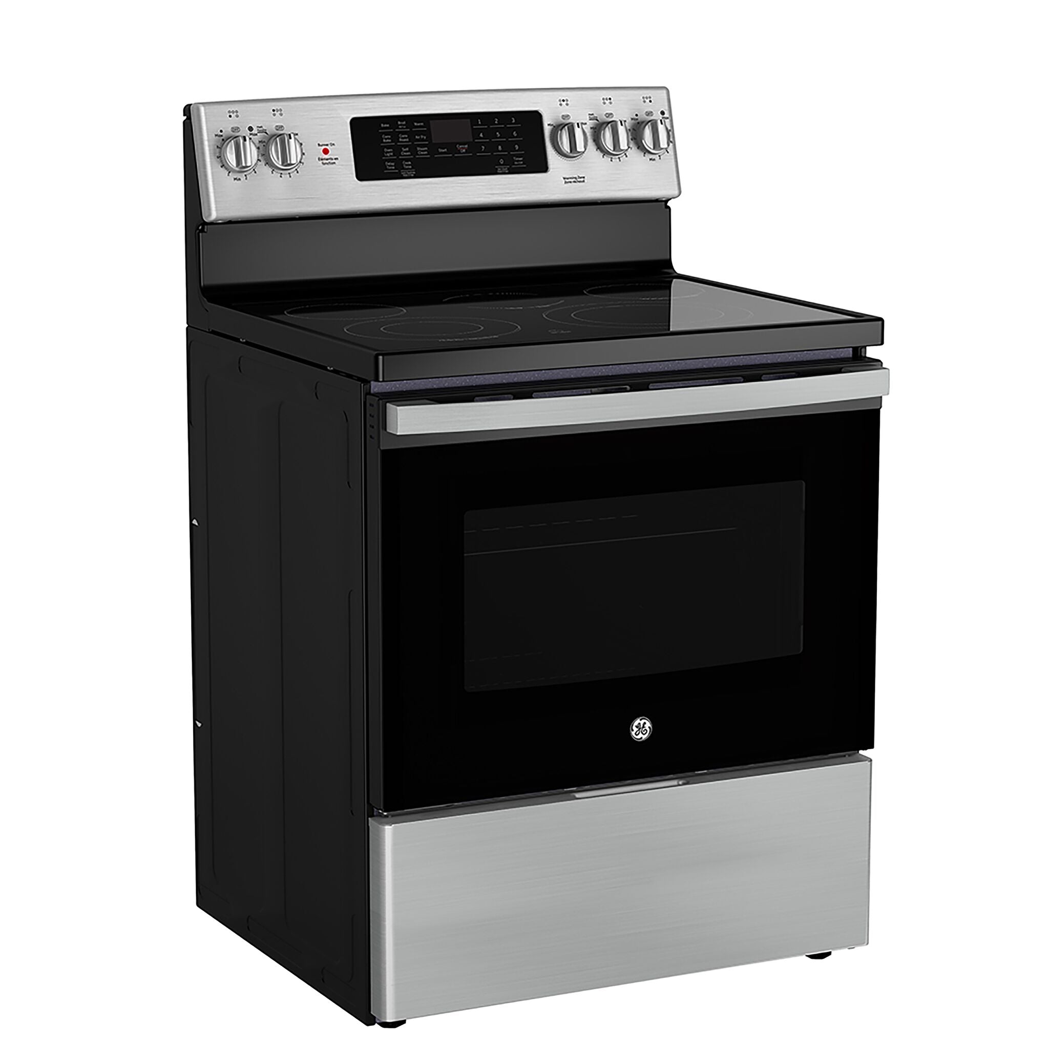 GE Stainless Steel Free-Standing Electric Convection Range with No-Preheat Air Fry (5.0 cu.ft) - JCB840STSS