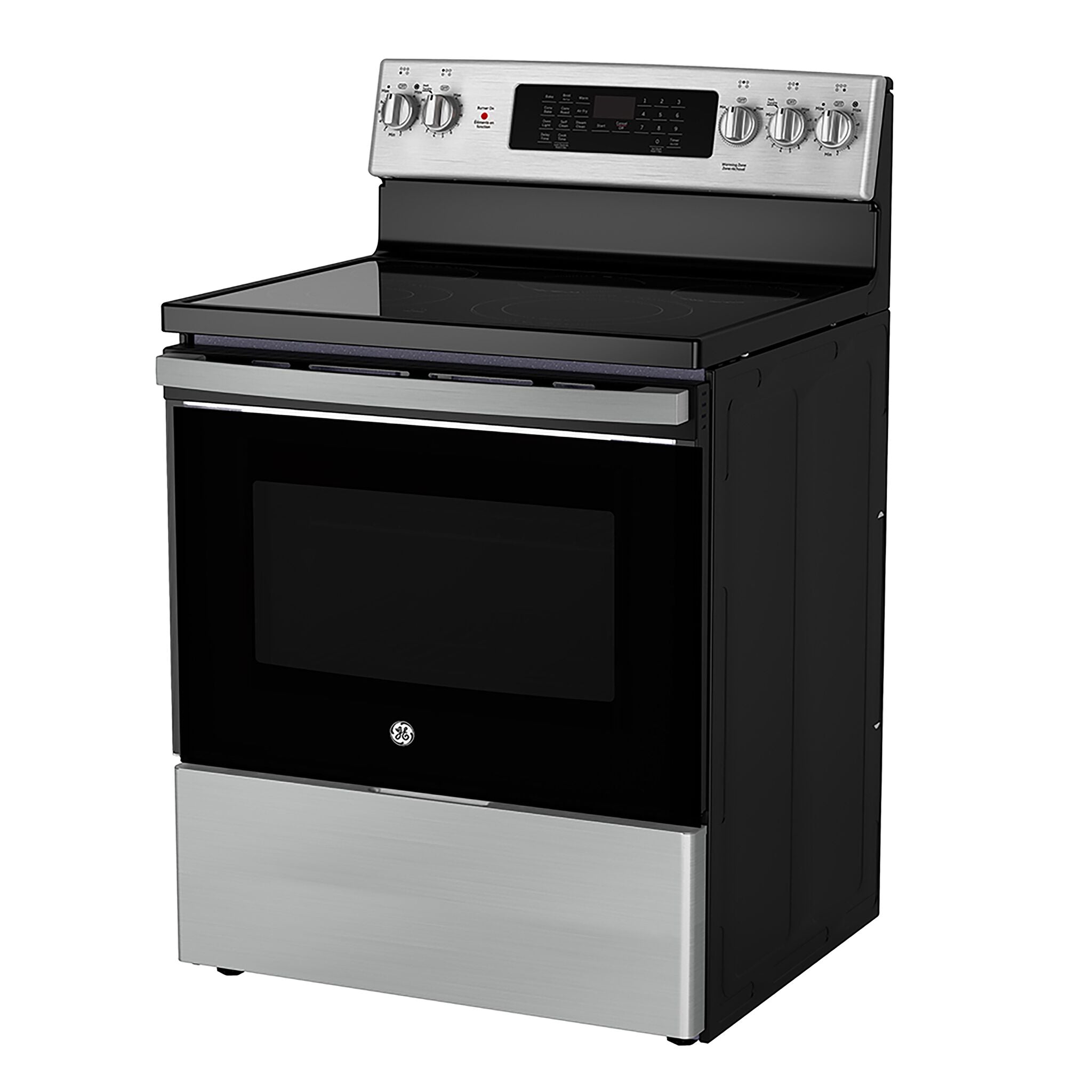 GE Stainless Steel Free-Standing Electric Convection Range with No-Preheat Air Fry (5.0 cu.ft) - JCB840STSS