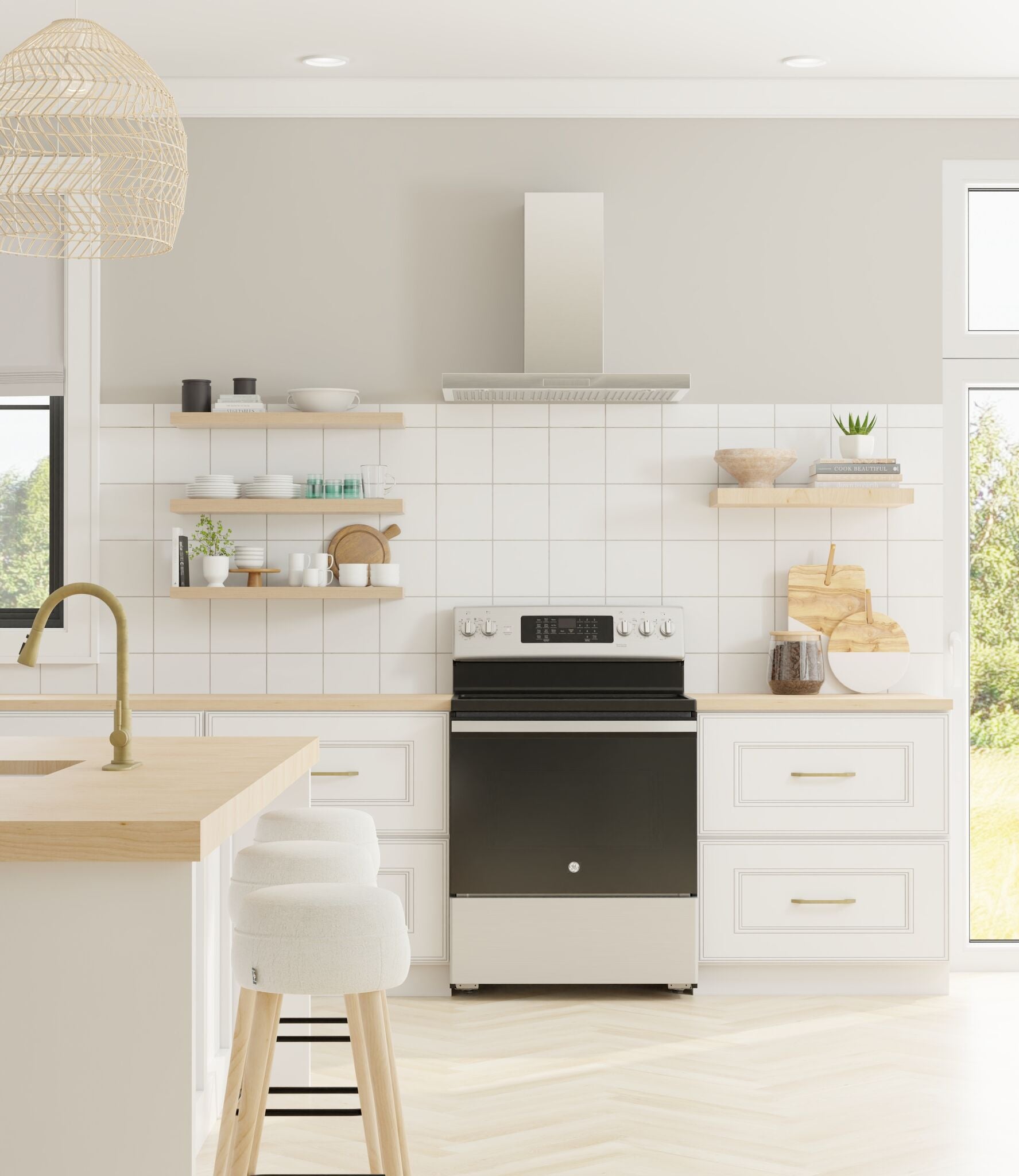 GE Stainless Steel Free-Standing Electric Convection Range with No-Preheat Air Fry (5.0 cu.ft) - JCB840STSS