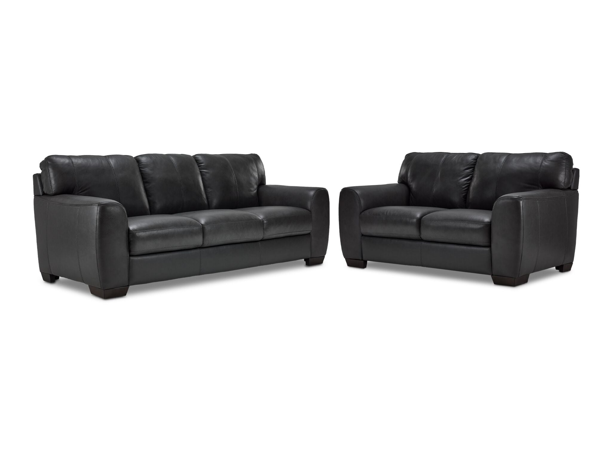 Halden Leather Sofa and Loveseat Set - Carbon Grey