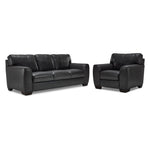 Halden Leather Sofa and Chair Set - Carbon Grey