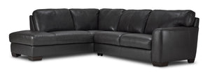 Halden Leather 2-Piece Sectional with Left Facing Chaise - Carbon Grey