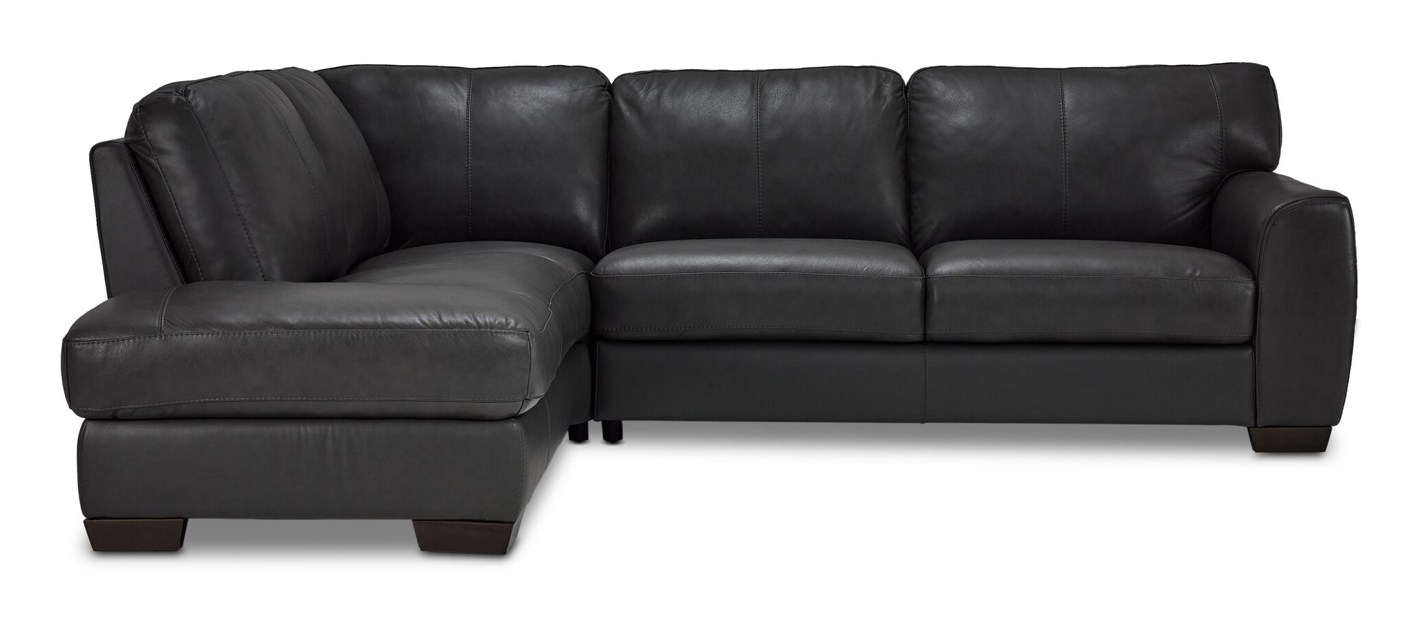 Halden Leather 2-Piece Sectional with Right Facing Chaise - Carbon Grey