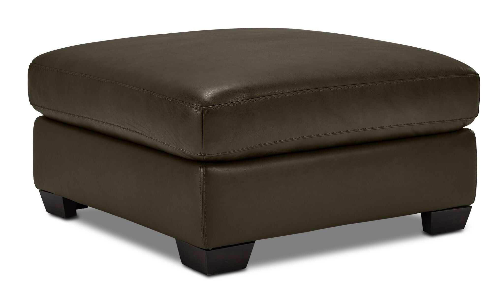 Halden Leather Ottoman - Forest Green