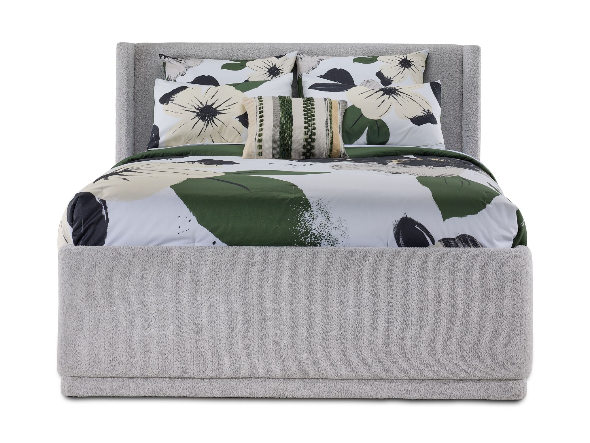 In Full Bloom - Hallie 3-Piece Full Upholstered Bed - Light Grey